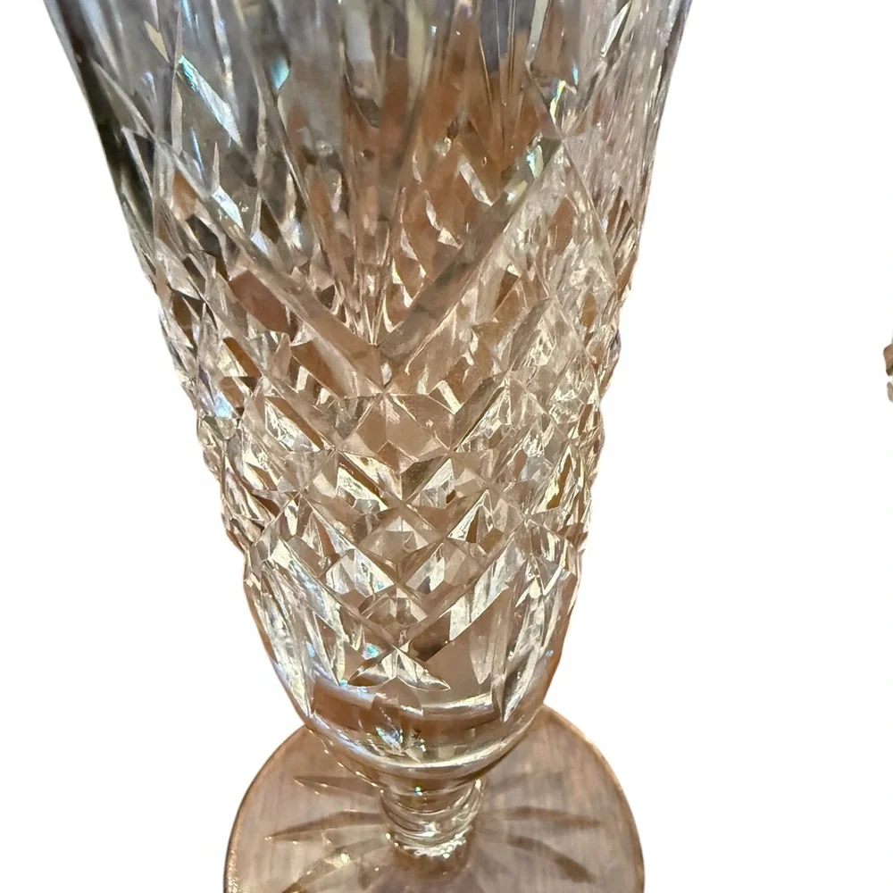 Pair of Waterford Crystal Bud Vases – 7” Flared Trumpet Cut Glass